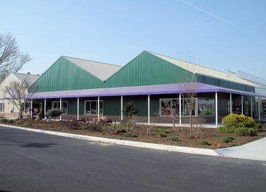 a shot of the Boulevard Flower Gardens greenhouse from the front