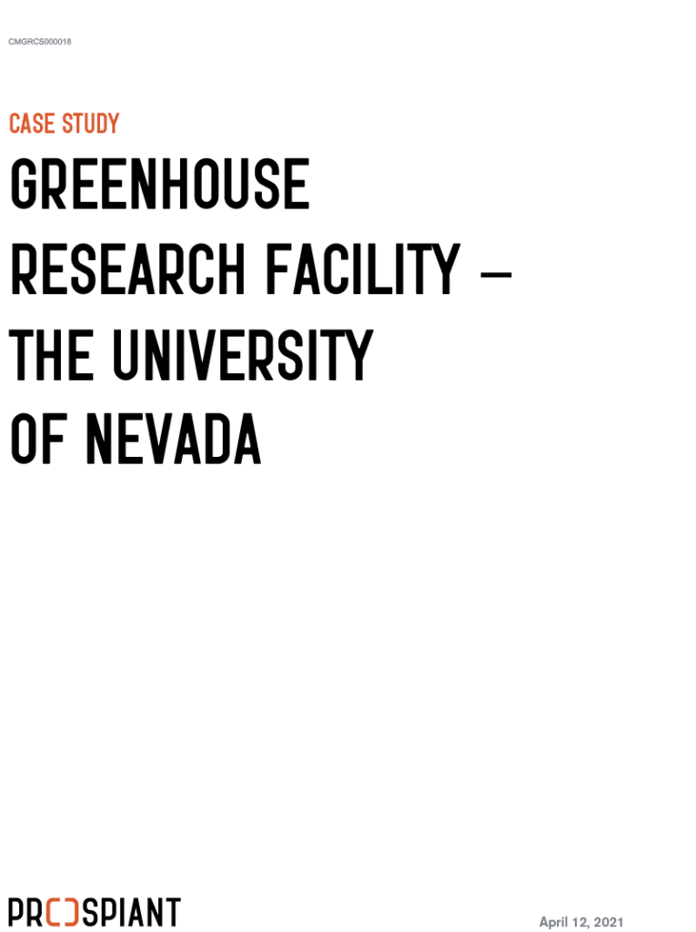 a cover photo for a white paper on a research done for Greenhouse Research Facility at the University of Nevada.
