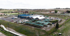 a bird's eye view of the Highlands Garden Center greenhouses