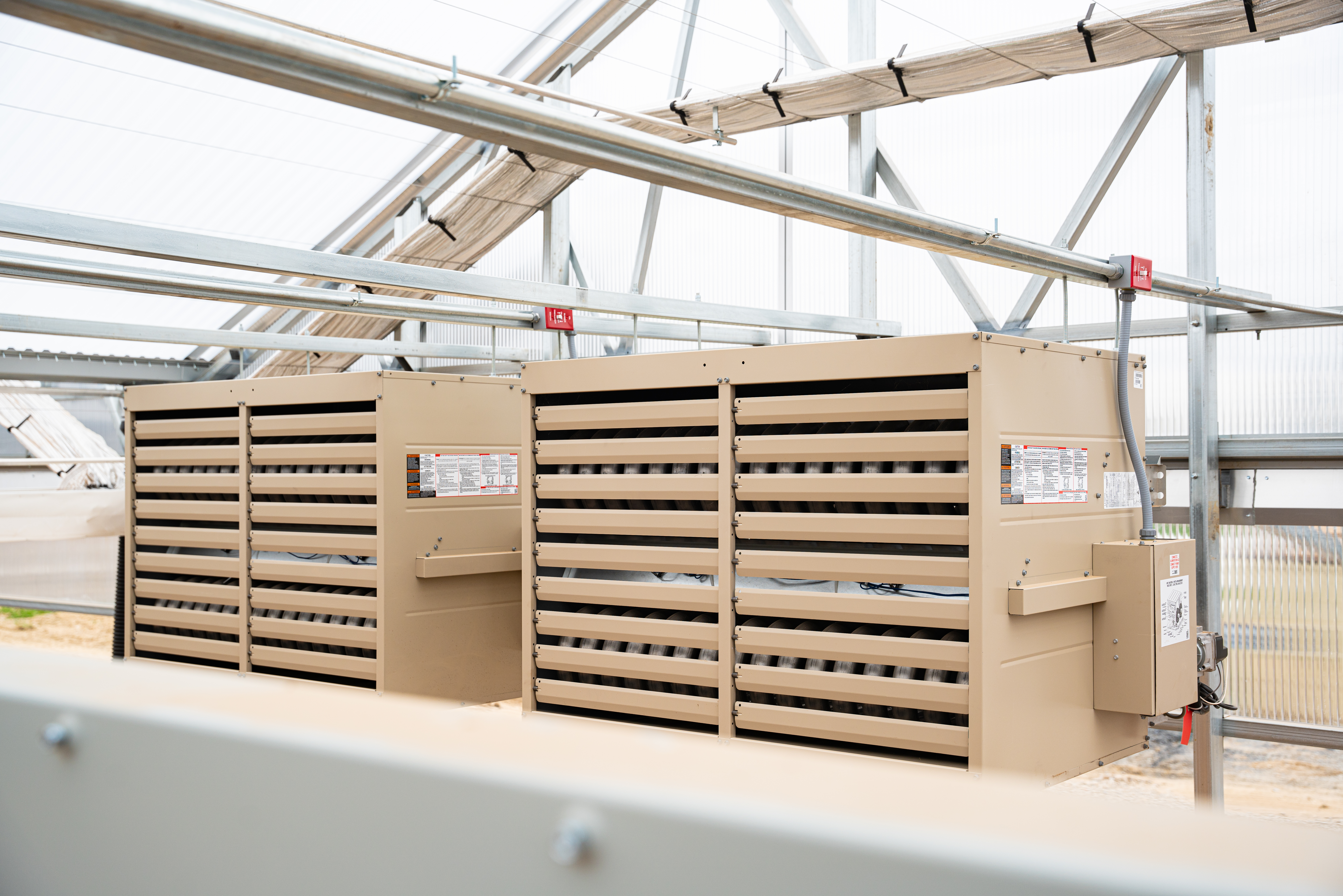 Unit Heaters used seasonal to keep greenhouse crops warm during cold seasons.