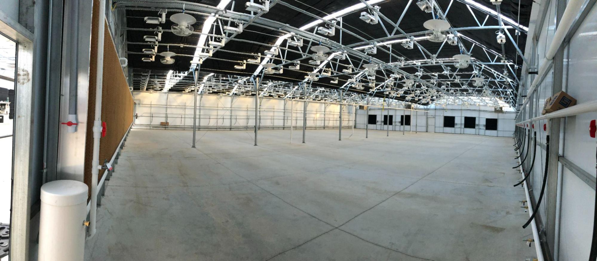 Empty greenhouse with blackout shades
