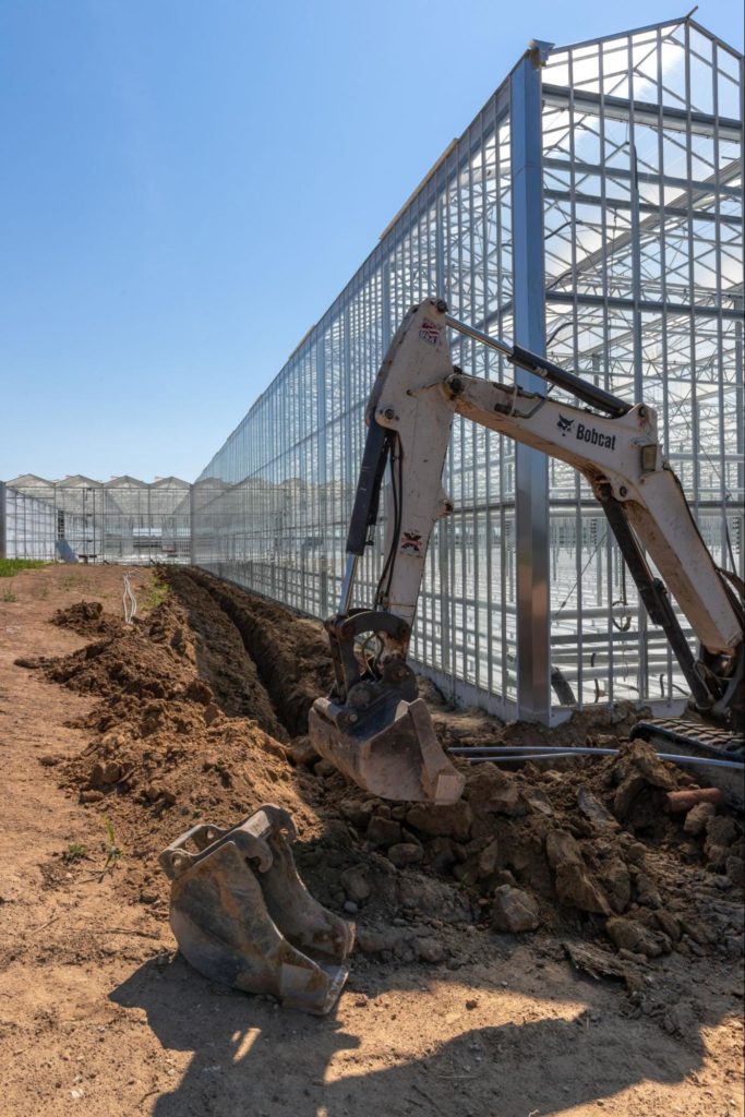 Breaking ground at commercial greenhouse site