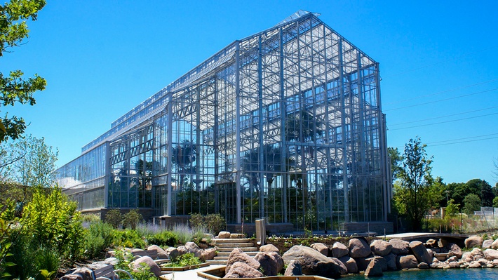Exterior shot of Nicholas Conservatory and Gardens in Illinois