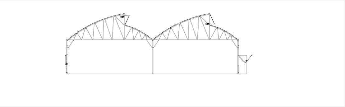 CAD illustration of a Zephyr greenhouse showing atrium, ridge, and EDGG venting.