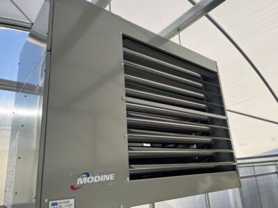 Overhead unit heater for heating commercial greenhouse