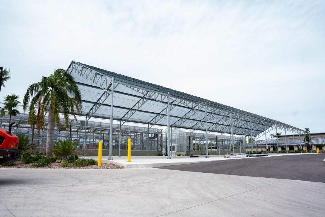 Open-shade structure at Naples Botanical Garden.