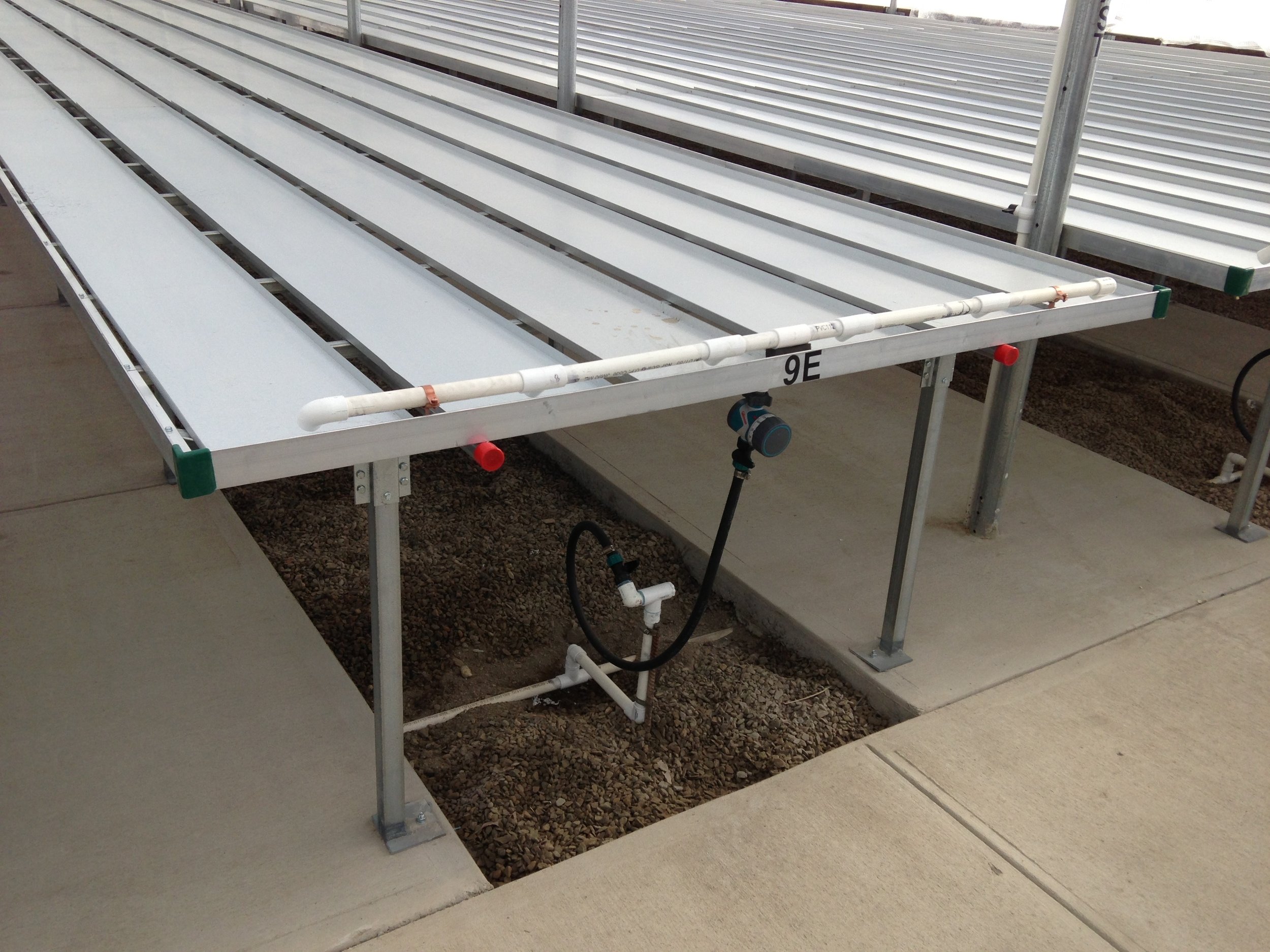 Greenhouse benching used for ebb and flood irrigation